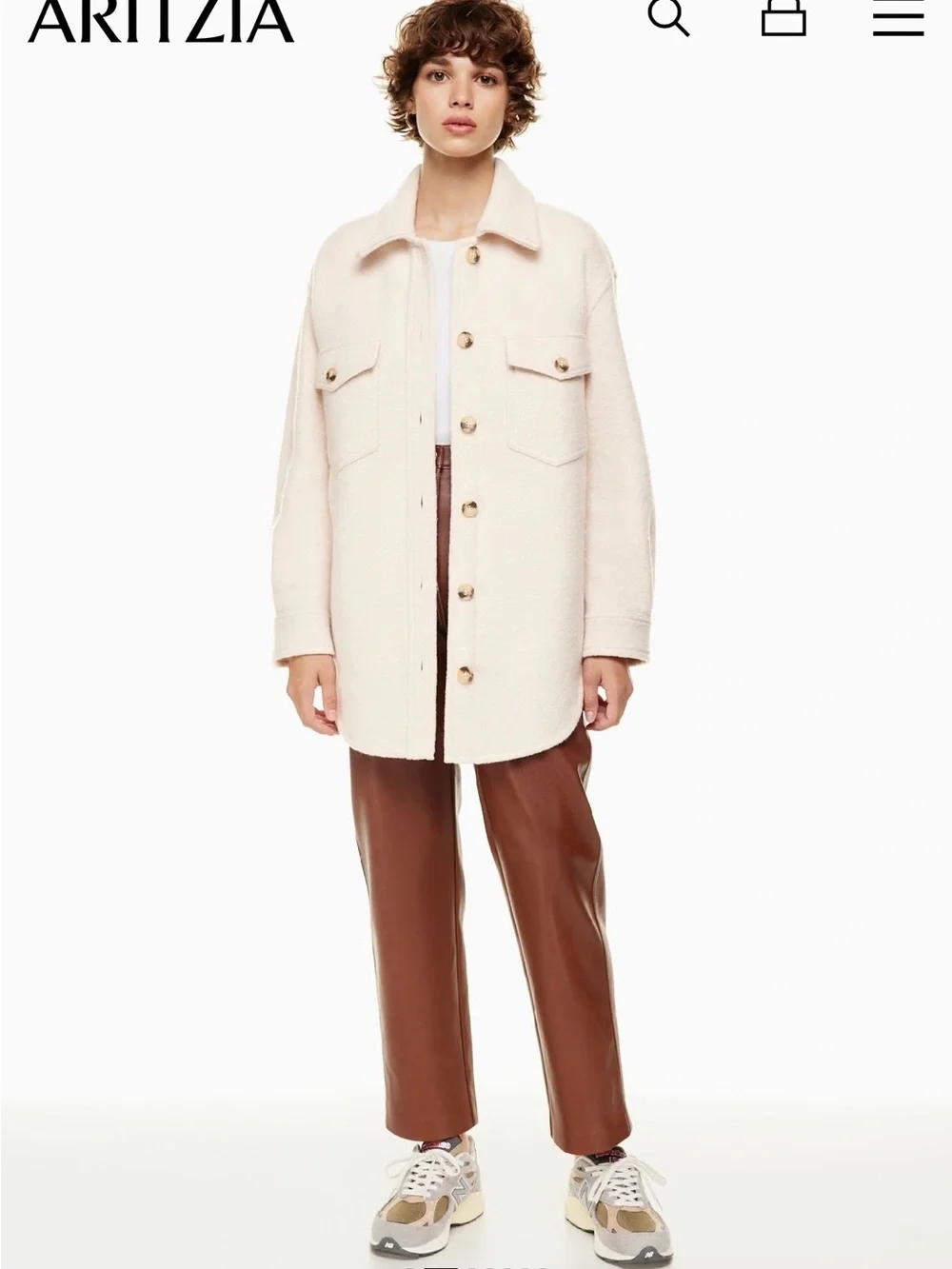 Wilfred Free Oatmeal Wool Shacket | 100% Merino Wool | Aritizia Size S - Picture 1 of 11